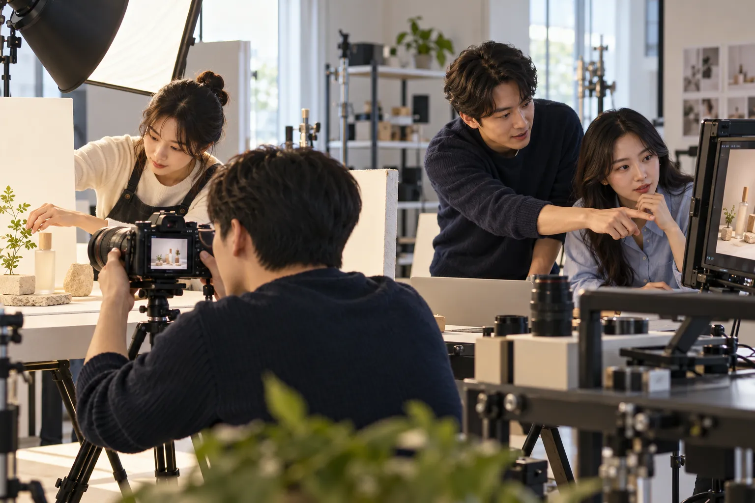 Illustrative hands-on content production workshop with an instructor and trainees